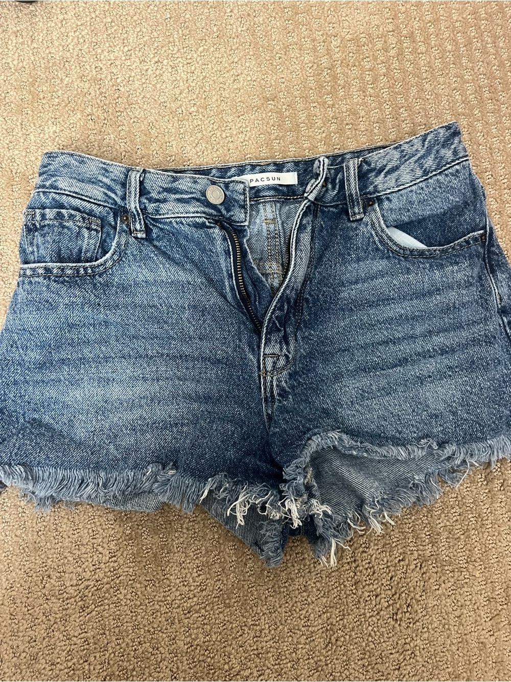 PacSun Women's Washed Blue Denim Frayed Cutoff Shorts